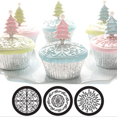 Scroll Cupcake & Cookie Texture Tops 3pcs