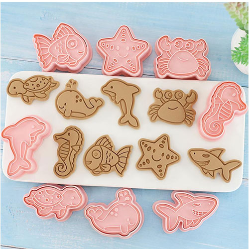 Sea/Ocean Cookie Cutter Embosser 8pcs