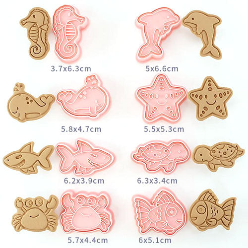 Sea/Ocean Cookie Cutter Embosser 8pcs