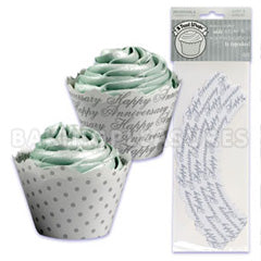 Silver Anniversary Cupcake Wrappers 48pcs (Reversible)