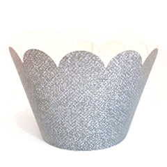 Silver Shimmer Cupcake Wrappers 12pcs