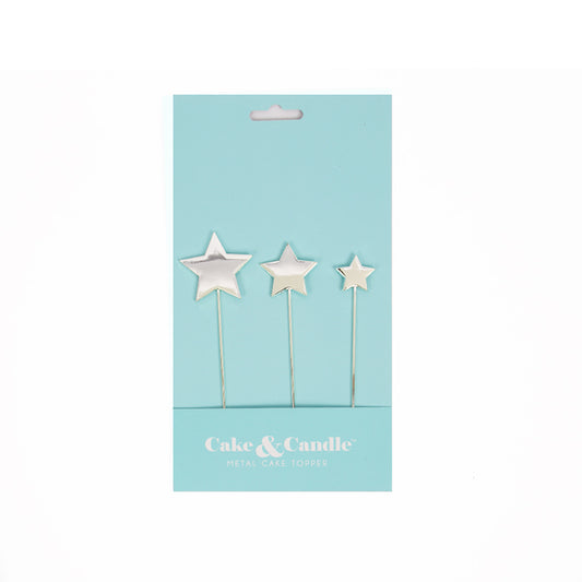 SILVER Metal Cake Topper - STARS