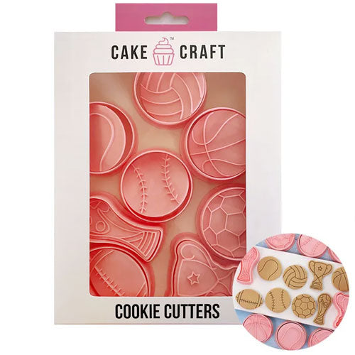 Sport Cookie Cutter Embosser 8pcs