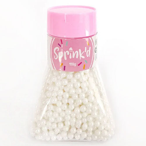 Sprinkd 4mm Sugar Pearl White Sprinkles 110g