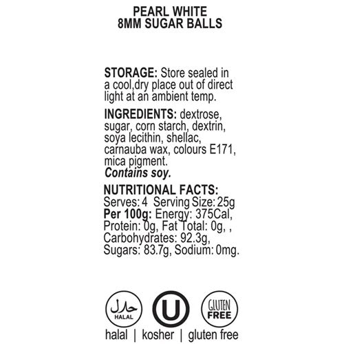 SPRINK'D | 8MM SUGAR BALLS PEARL | WHITE | 60G