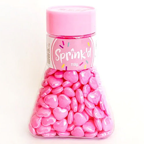 Sprinkd Large Pink Hearts 12mm Sprinkles 110g