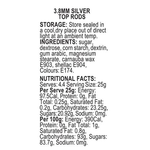 Sprinkd Metallic Silver Rods Sprinkles 110g