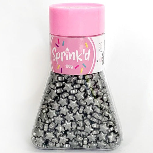 Sprinkd Silver Stars 7mm Sprinkles 100g