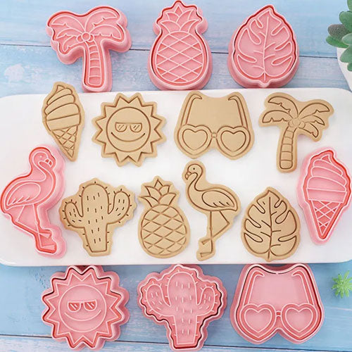 Summer Cookie Cutter Embosser 8pcs