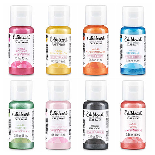 Sweet Sticks Edible Art Paint COLOUR METALLIC 8 Pack 15ml