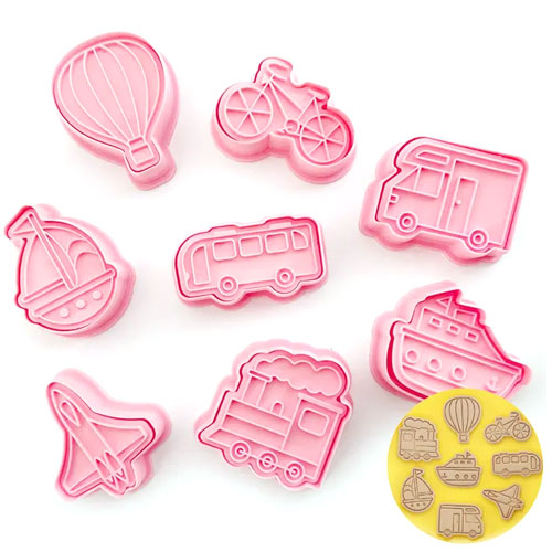 Travel Vehicles Cookie Cutter Embosser 8pcs