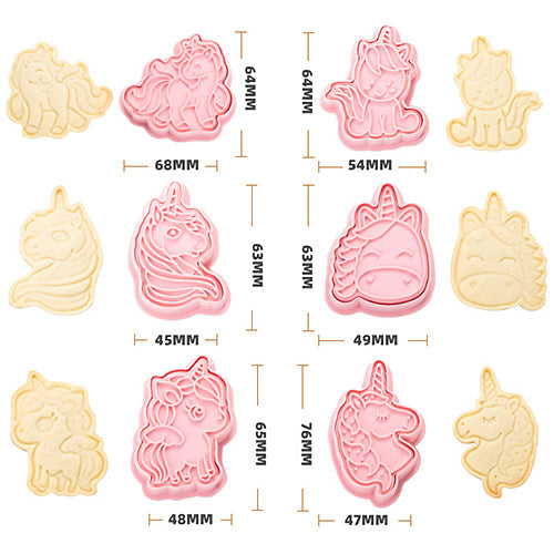 Unicorn Cookie Cutter Embosser 6pcs