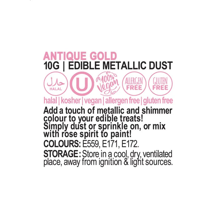Vivid Metallic Edible Dust Antique Gold 10g