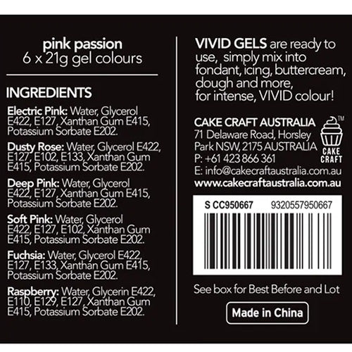 Vivid Gel Colours Pink 6 Pack