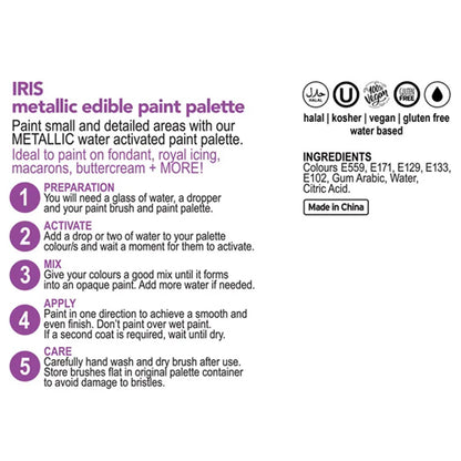 Vivid Metallic Edible Paint Palette Iris