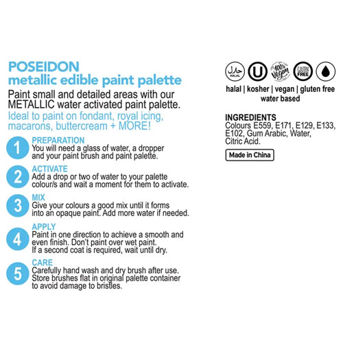 Vivid Metallic Edible Paint Palette Poseidon
