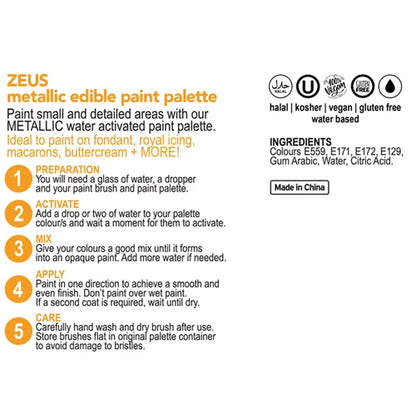 Vivid Metallic Edible Paint Palette Zeus