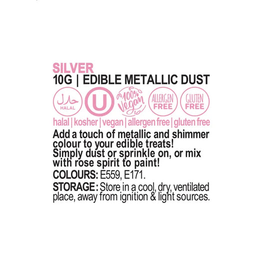 Vivid Metallic Edible Dust Silver 10g