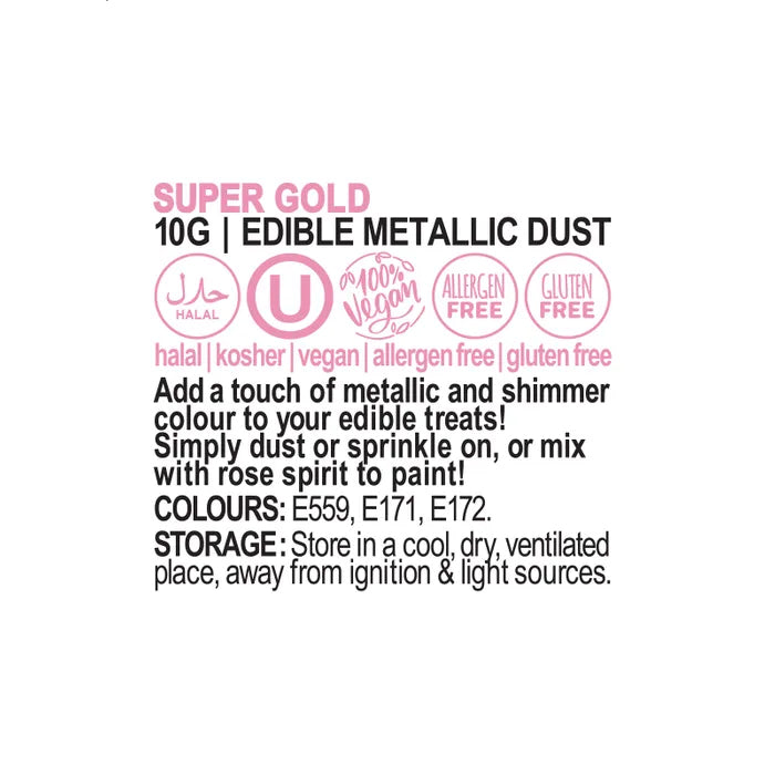 Vivid Metallic Edible Dust Super Gold 10g