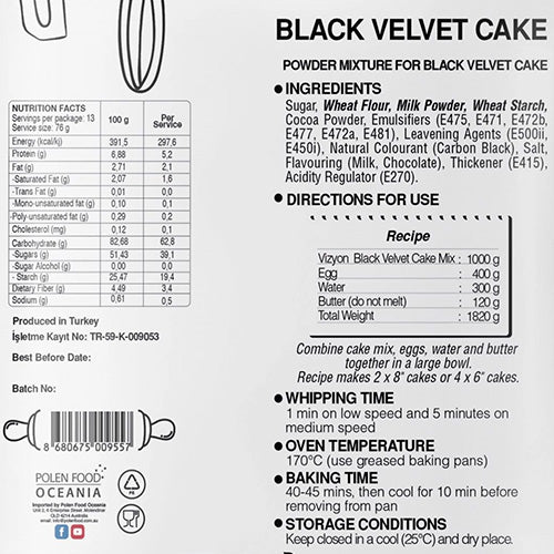 Vizyon Black Velvet Cake Mix 1kg