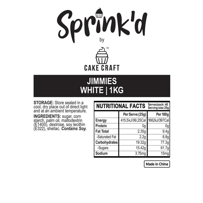 BULK Sprinkd White Jimmies Sprinkles 1kg
