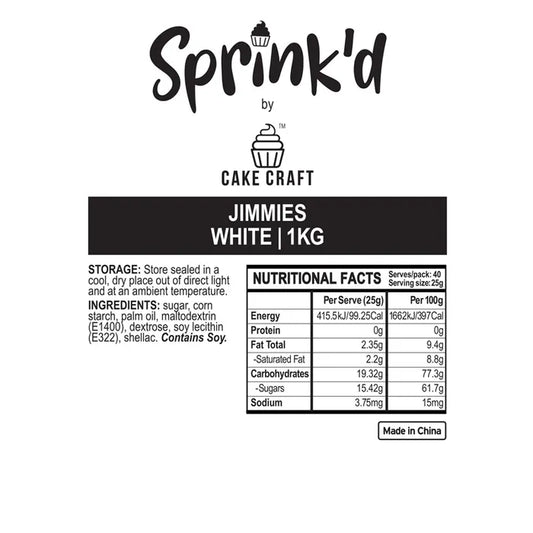 BULK Sprinkd White Jimmies Sprinkles 1kg