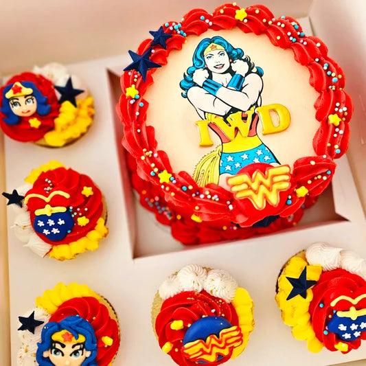 Edible Cupcake Toppers Decorations Wonder Woman 6pcs