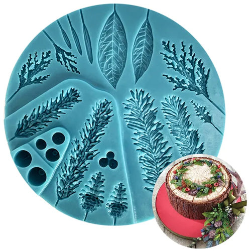 Wreath Leaves & Berries Silicone Mould