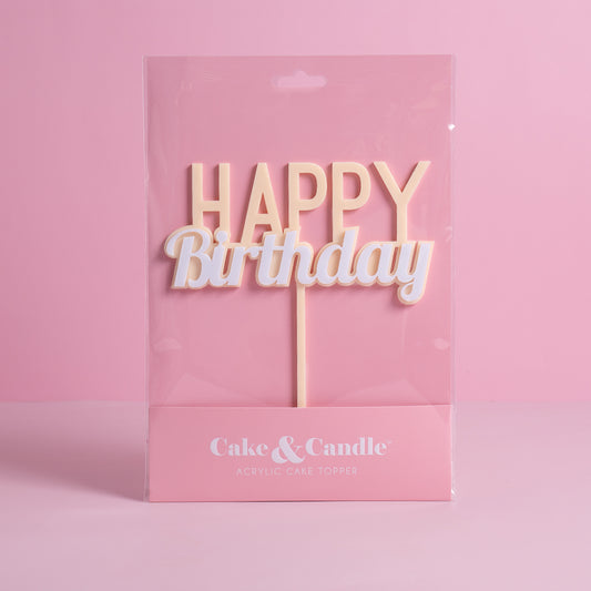 Milkshake Happy Birthday Pastel Yellow Caramel Cake Topper