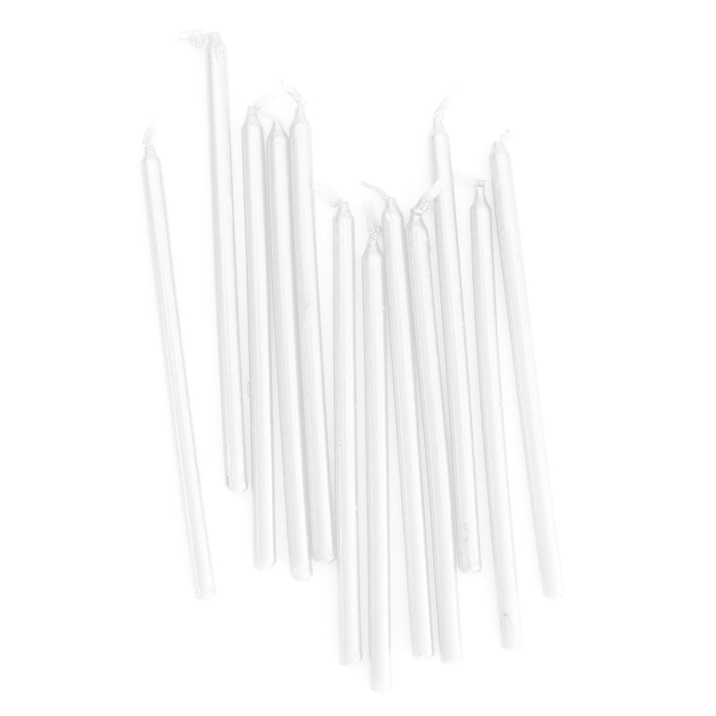 12cm Tall Cake Candles PEARLISED WHITE (Pack of 12)