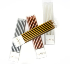 12cm Tall Cake Candles PEARLISED WHITE (Pack of 12)