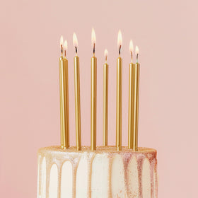 12cm Tall Cake Candles GOLD (Pack of 12)