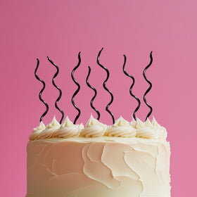 SWIRLY Cake Candles BLACK - 13cm - Pack of 16