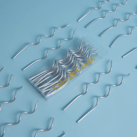 SWIRLY Cake Candles SILVER - 13cm - Pack of 16