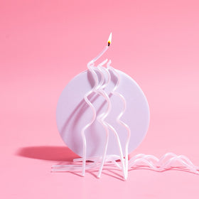 SWIRLY Cake Candles WHITE - 13cm - Pack of 16