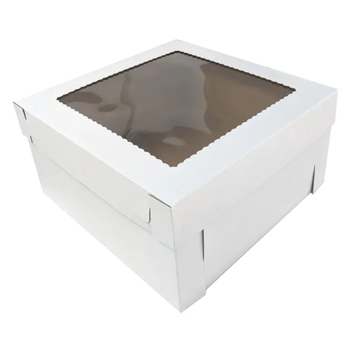 Cake Box with Lid & Window Corrugated 8" High (16x16x8")
