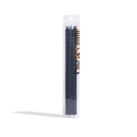 20cm FINE SPIRAL Cake Candles BLACK (Pack of 16)