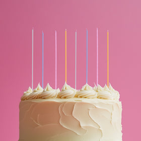 20cm FINE SPIRAL Cake Candles RAINBOW (Pack of 16)
