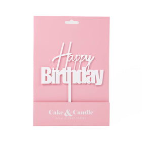 FUN Happy Birthday Cake Topper - WHITE