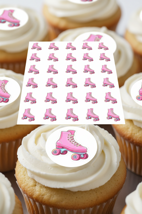 Roller Skate Roller Derby 15 x Edible Cupcake Toppers Pink