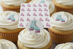 Roller Skate Roller Derby 15 x Edible Cupcake Toppers Pink & Blue