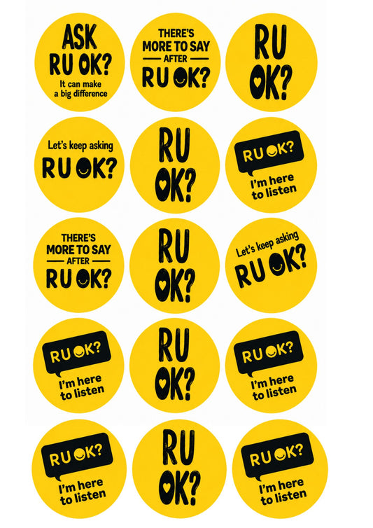 R U OK? Day 15 x Edible Frosting or Wafer Cupcake Cookie Toppers