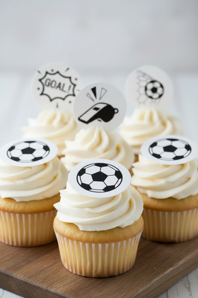 Soccer Fan 15 x Edible Cupcake Cookie Toppers