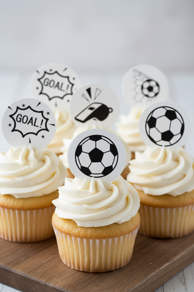 Soccer Fan 15 x Edible Cupcake Cookie Toppers
