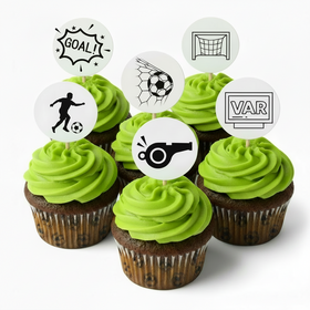Soccer Fan 15 x Edible Cupcake Cookie Toppers