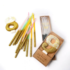 8cm GOLD Glitter Dipped Candle - NUMBER 6
