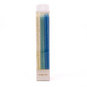 BLUE Glitter Cake Candles (Pack of 12)