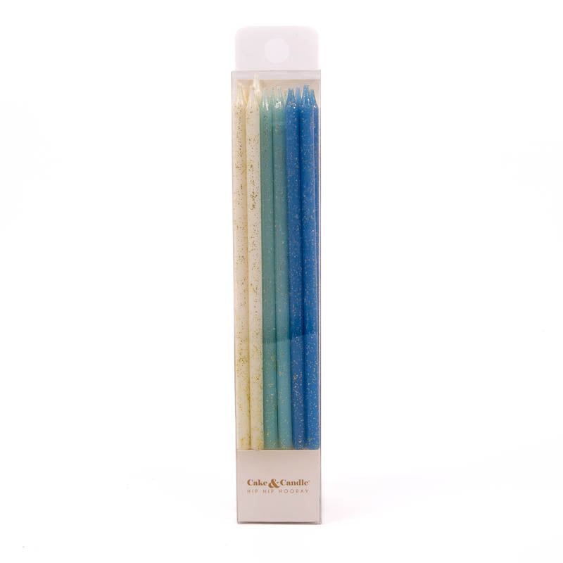 BLUE Glitter Cake Candles (Pack of 12)