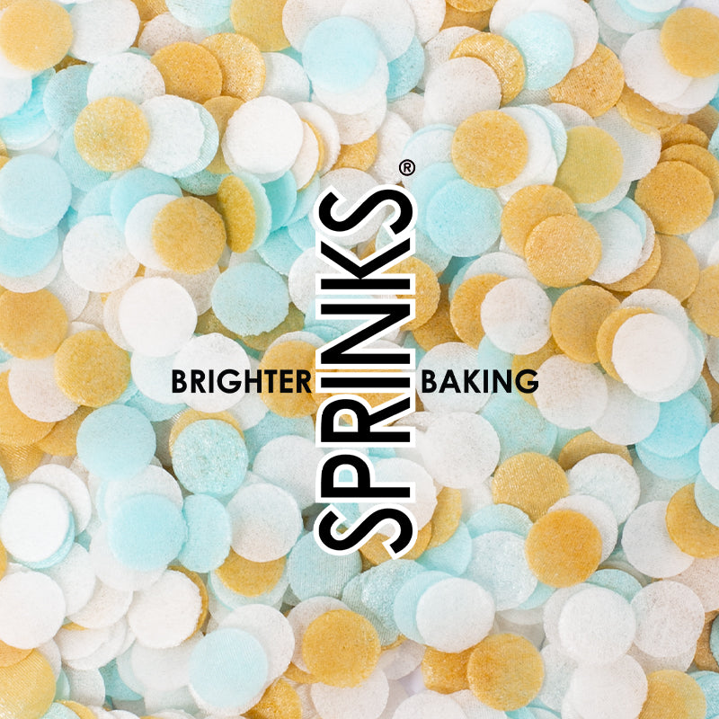 BLUE, WHITE & GOLD Wafer Decorations (9g)  - by Sprinks