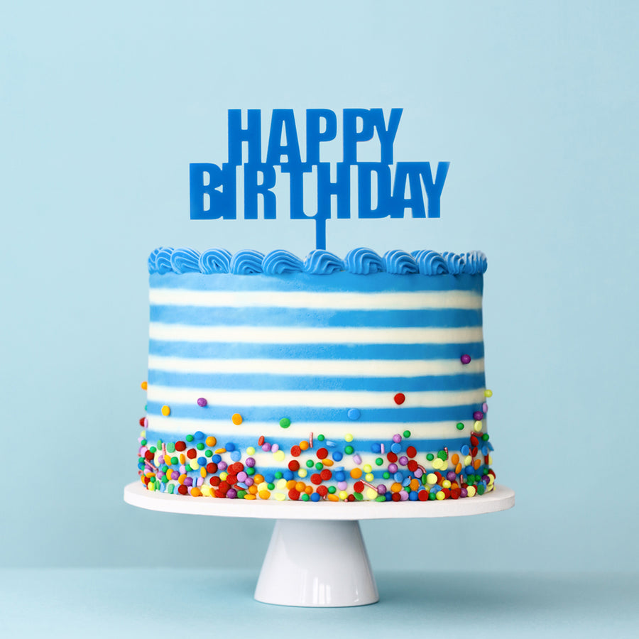 BOLD Happy Birthday Cake Topper - BLUE